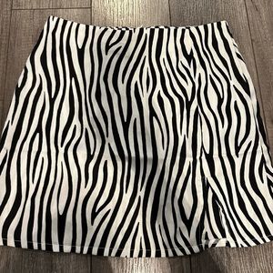 zebra print satin skirt